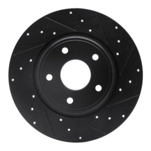 Chrysler Town & Country Brake Rotor (1) - Rear Right - R1 Concepts - Drilled & Slotted - Black - `12-`20